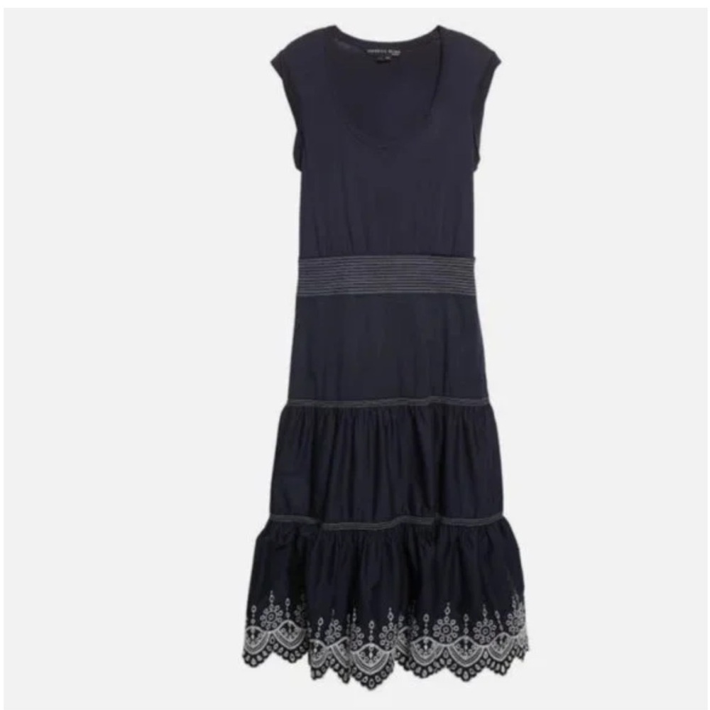 NWOT VERONICA BEARD Amaia Navy Midi Eyelet Short Sleeve Embroidered Dress Size S - Picture 7 of 11